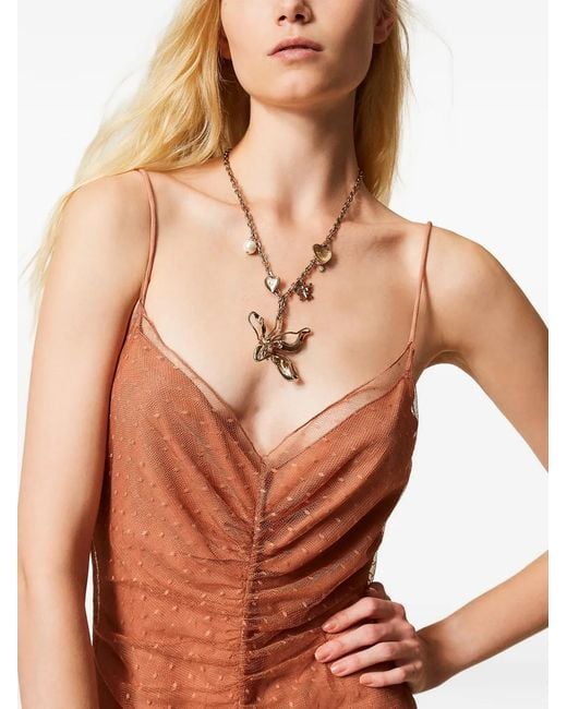 Robe Longue En Point D'Esprit Twinset en coloris Brown