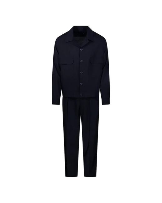 Santaniello Blue Long-Sleeve Trousers And Shirt Set for men