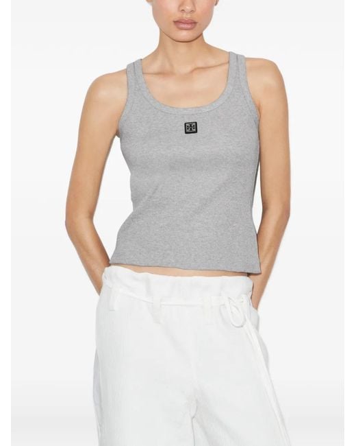 Tory Burch Gray Cotton Scoop Tank