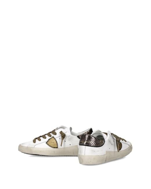 Philippe Model White Embroidered Low-Top Sneakers