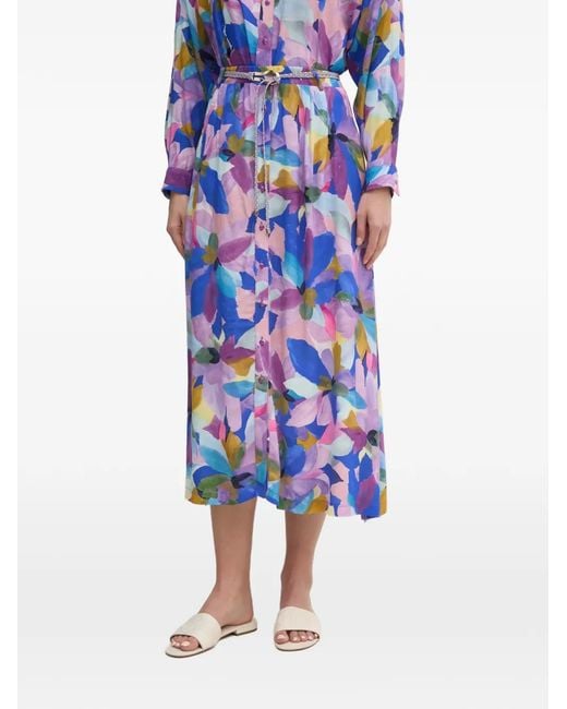 La Petite Francaise Blue Jana Floral-Print Midi Skirt