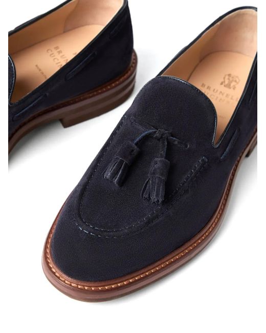 メンズ Brunello Cucinelli タッセル ローファー Blue