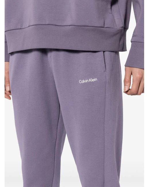 Calvin Klein Purple Logo-Print Cotton-Blend Track Pants for men