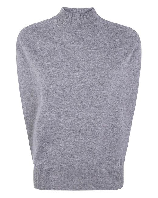 Semicouture Blue High-Neck Sleeveless Top