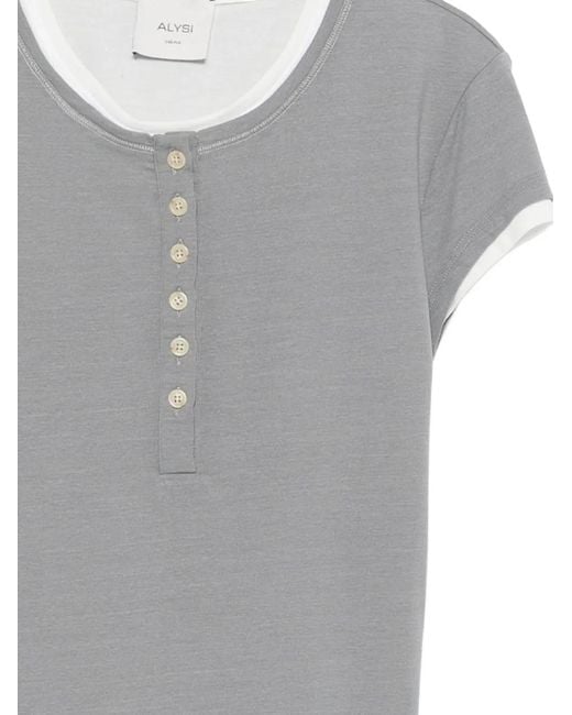 Alysi Gray T-Shirt À Patte De Boutonnage