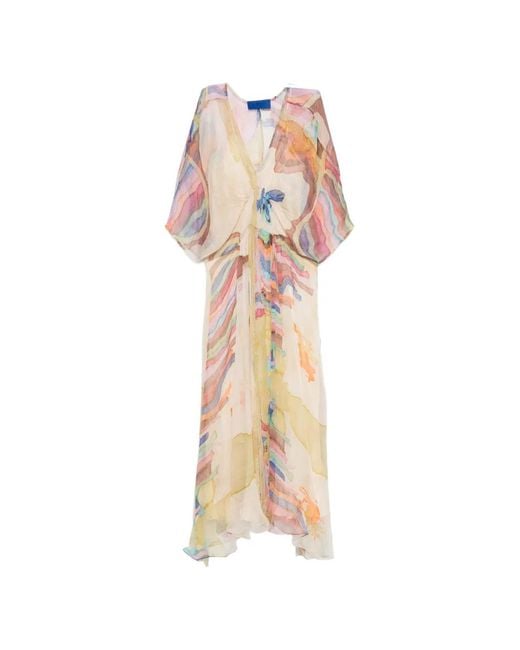 Mes Demoiselles White V-Neck Asymmetric Dress