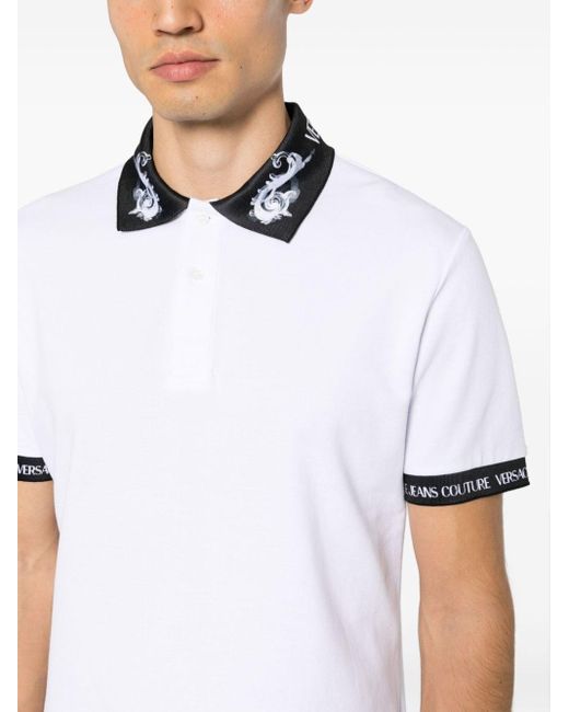 Versace Poloshirt Met Logo Afwerking in het White voor heren