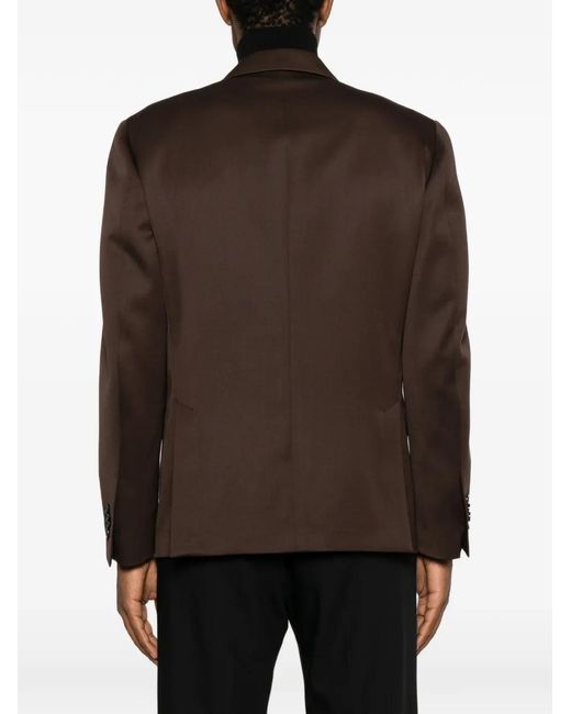 Lardini Brown Double-Breasted Peak-Lapel Jacket for men