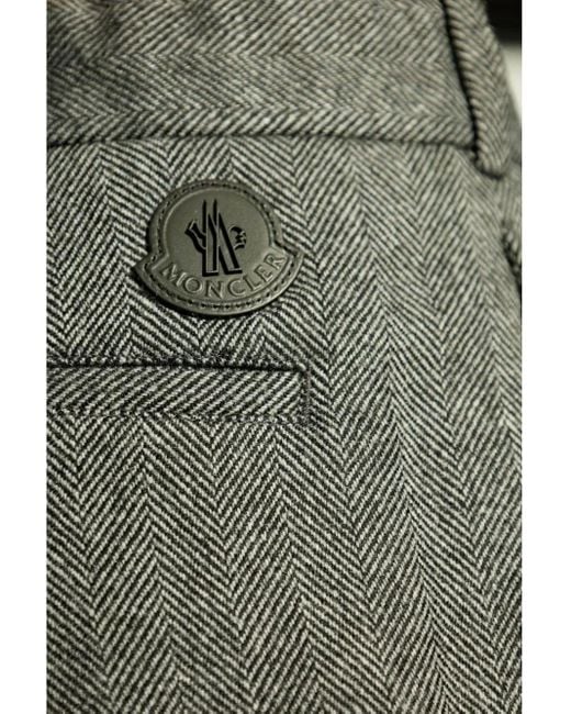 Moncler Green Herringbone Pattern Tailored Trousers for men