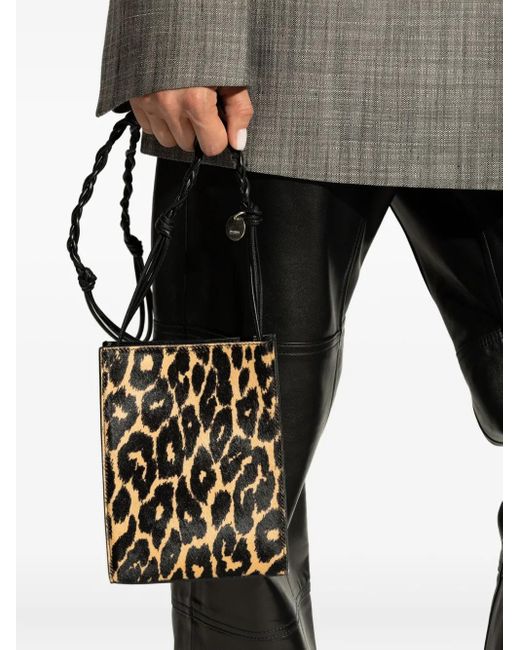 Jil Sander Black Small Tangle Leopard-Print Shoulder Bag