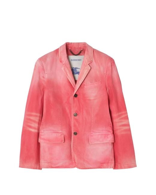 Burberry Pink Coated Denim Tailored Jacket for men