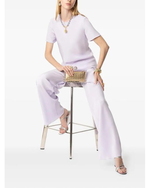 Peter Cohen Purple Bias Wide-Leg Trousers