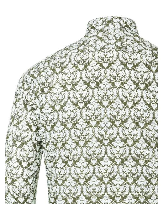 Billionaire White Chemise À Fleurs Et Lions Imprimés for men