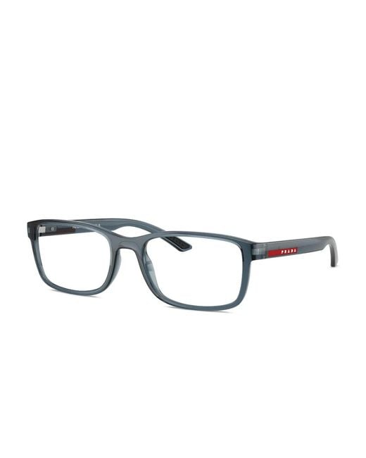 Prada Linea Rossa Blue Rectangle-Frame Glasses for men