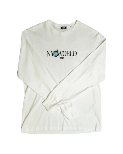 Kith White Ny To The World Long-Sleeved T-Shirt for men