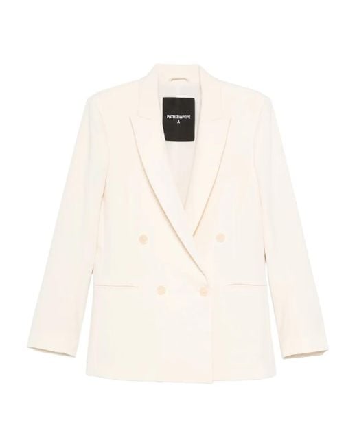Patrizia Pepe White Double-Breasted Jacket