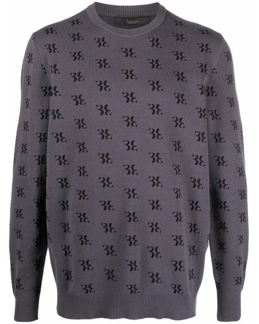 Billionaire Gray Logo-print Knitted Jumper for men