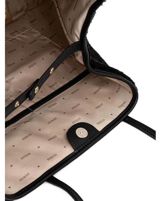 Guess Black Victoria Logo-Plaque Tote Bag