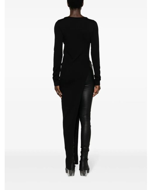 Rick Owens Black Longline Wool Top