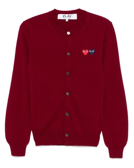 Cardigan Con Applicazione A Cuore di COMME DES GARÇONS PLAY in Red