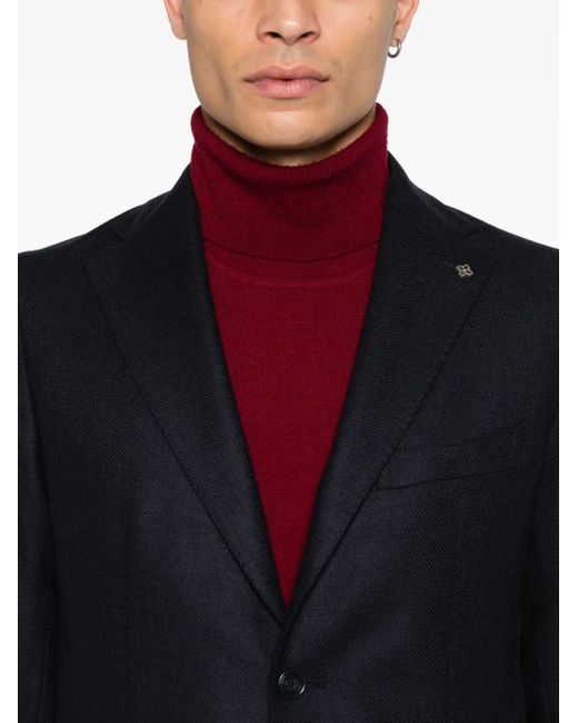 Tagliatore Black Patch-Pocket Two-Button Jacket for men