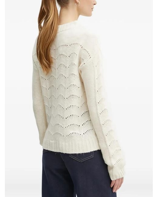 Morgan White Patterned-Design Knitted Jumper