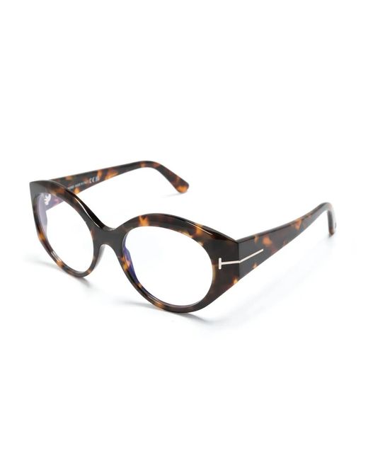 Tom Ford Brown Tortoiseshell Oval-Frame Glasses