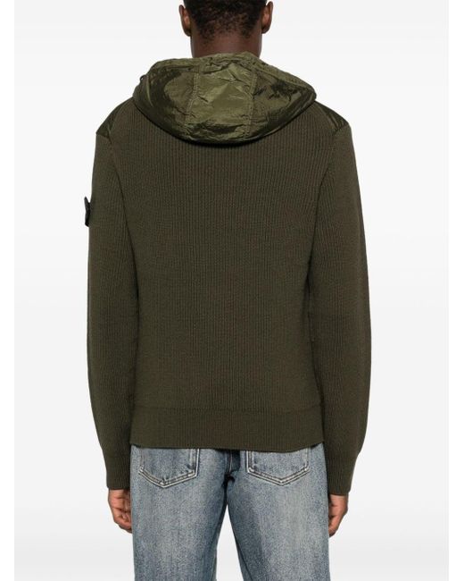 Stone Island Green Zip-front Hooded Jacket for men