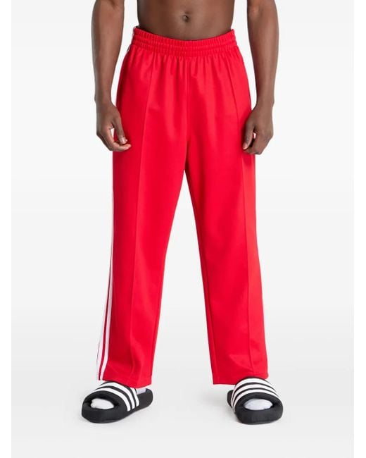 Adidas Red Adicolor Baggy Track Pants for men