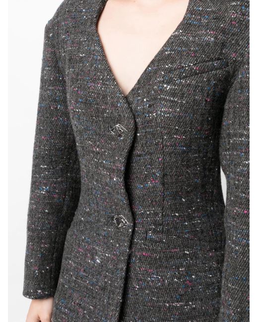 Ganni Gray Fitted Wool Blazer