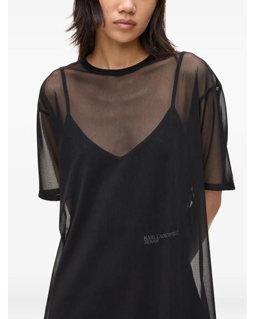 KARL LAGERFELD Mesh Jersey Mini Dress in Black | Lyst KARL LAGERFELD Mesh Jersey Mini Dress in Black | Lyst