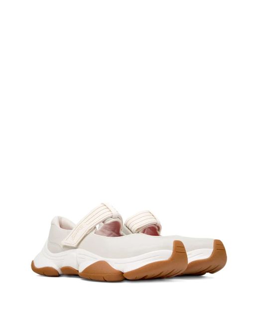 Camper White Leather Strap Sneakers
