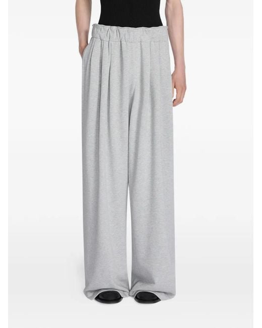 Dries Van Noten White Pleated Sweatpants for men