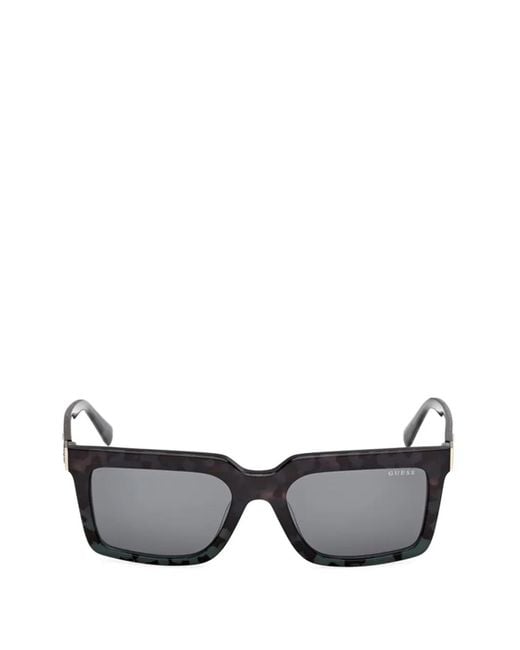 GUESS EYEWEAR Gray Tortoiseshell-Effect Rectangle-Frame Sunglasses