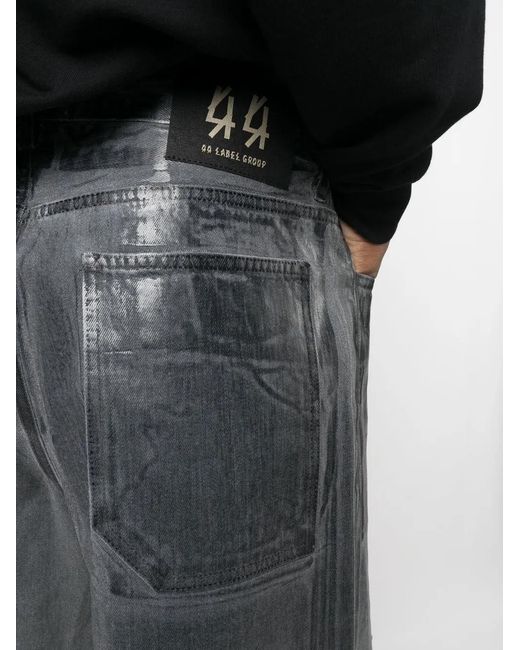 44 Label Group Gray Metallic-Finish Denim Shorts for men