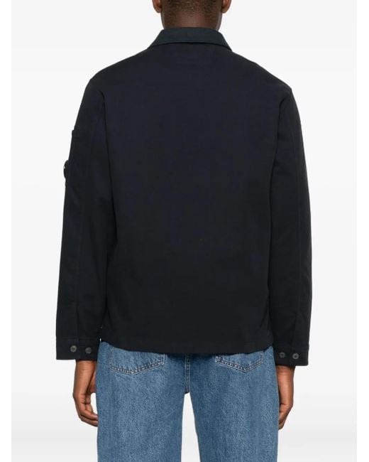 C P Company Blue Buttoned Patch-Pocket Jacket for men