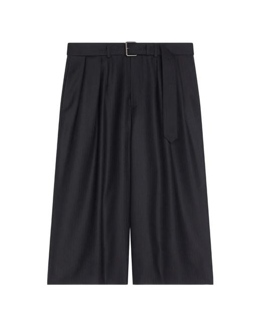 Dries Van Noten Black Belted Light Wool Shorts for men