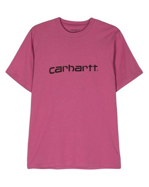 Carhartt Pink Script Cotton T-shirt for men