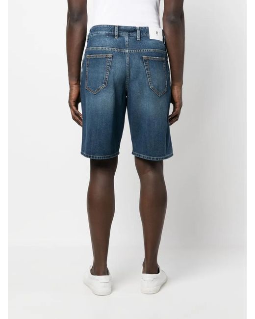 PT Torino Blue Straight-Leg Denim Shorts for men
