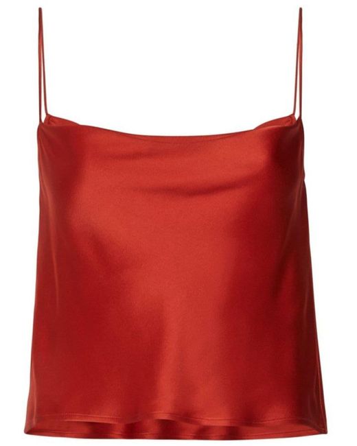LAPOINTE Red Cropped Satin Tank Top