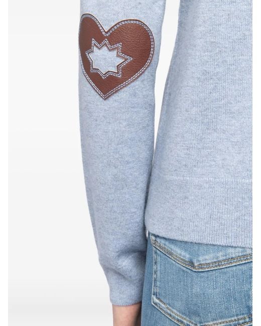 Zadig & Voltaire Blue Heart-Patch Cashmere Sweater