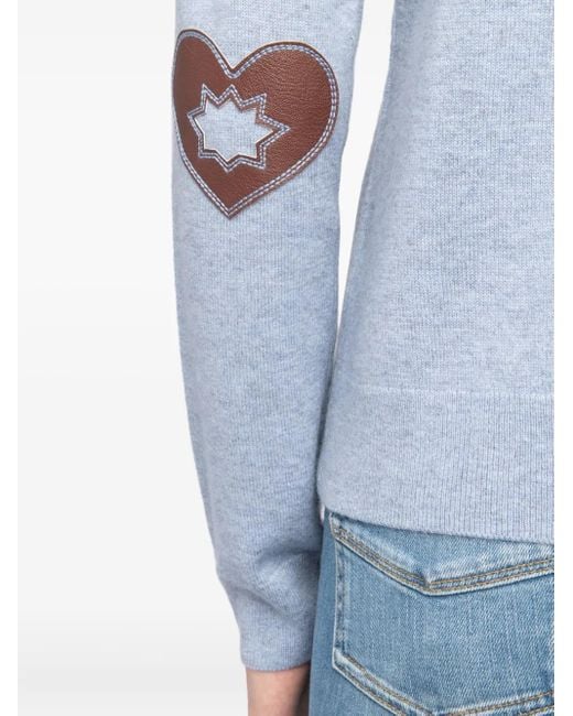 Zadig & Voltaire Blue Heart-Patch Cashmere Sweater