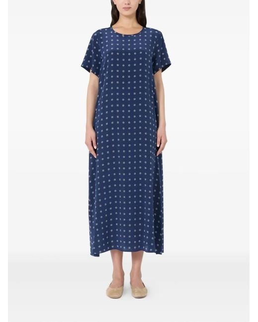 Weekend by Maxmara Blue Printed Silk Midi Dress