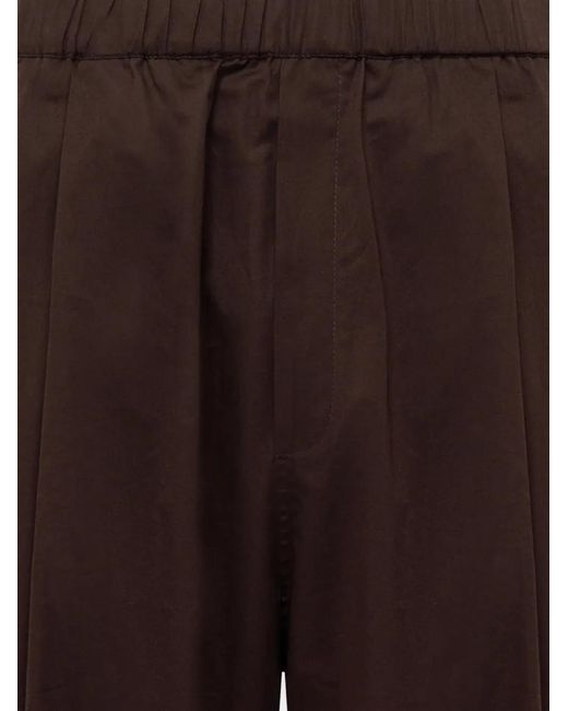 Laneus Brown Elasticated-Waistband Front-Pleat Trousers for men