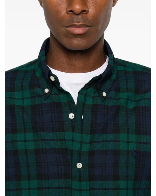 Polo Ralph Lauren Green Tartan-Check Button-Down Shirt for men