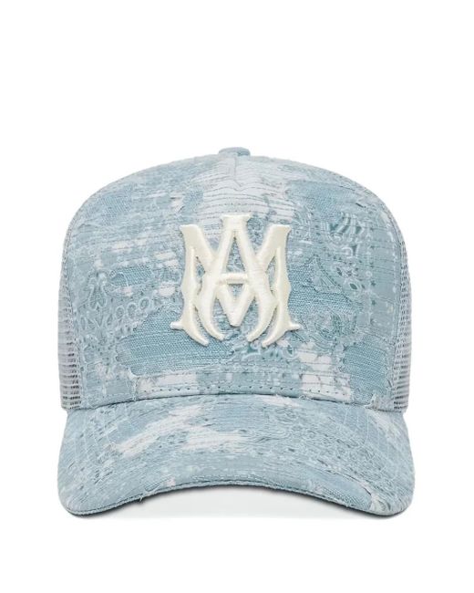 Amiri Blue Bandana Repair Trucker Hat for men