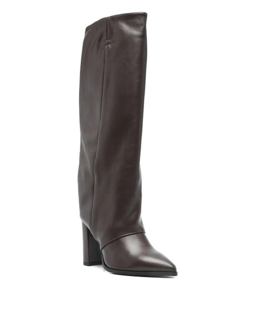 GISÉL MOIRÉ Gray 95Mm Calf Leather Knee-High Boots