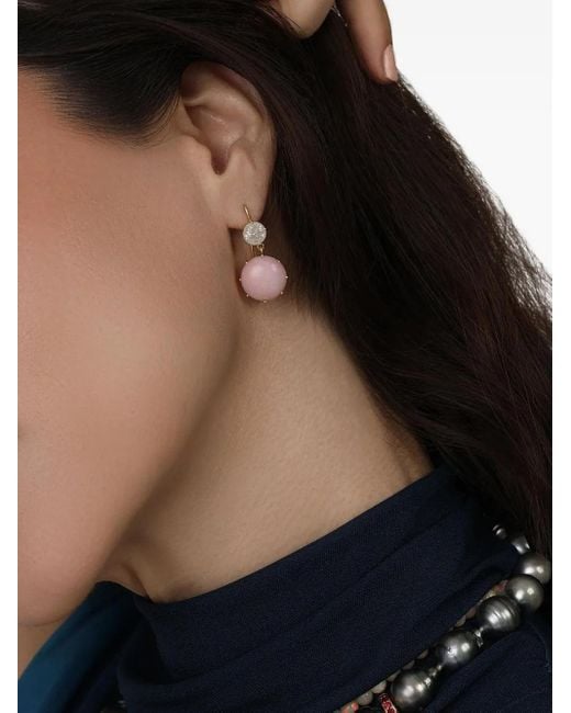 Sylva & Cie Pink 18K Icy Diamond And Opal Earrings