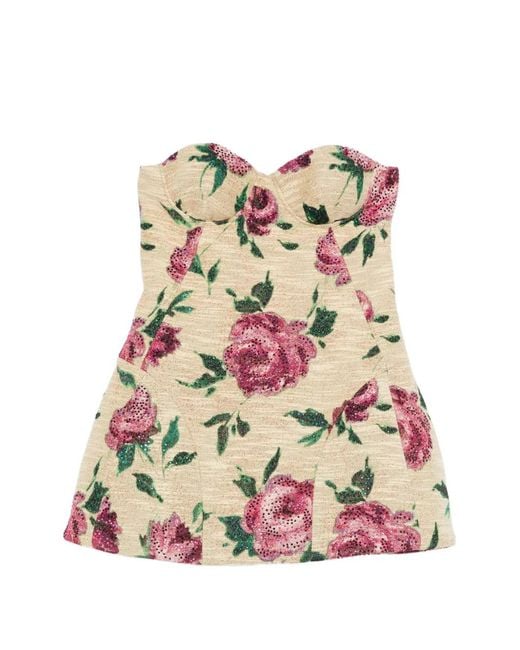 GIUSEPPE DI MORABITO White Floral Corset Mini Dress