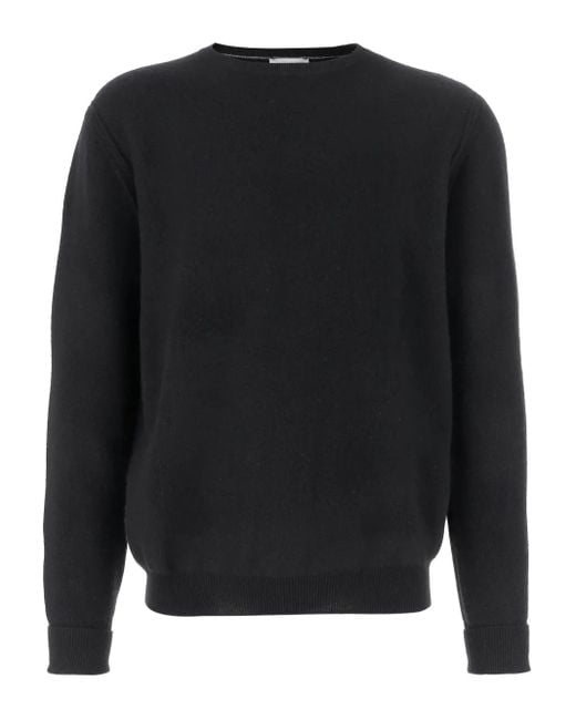 Oliver Lattughi Black Round-Neck Ribbed Sweater for men
